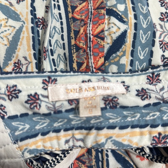 Tan with navy/peach flower design / size S /‎ skies are blue brand - Picture 8 of 8